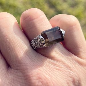 Silver ring with brown stone